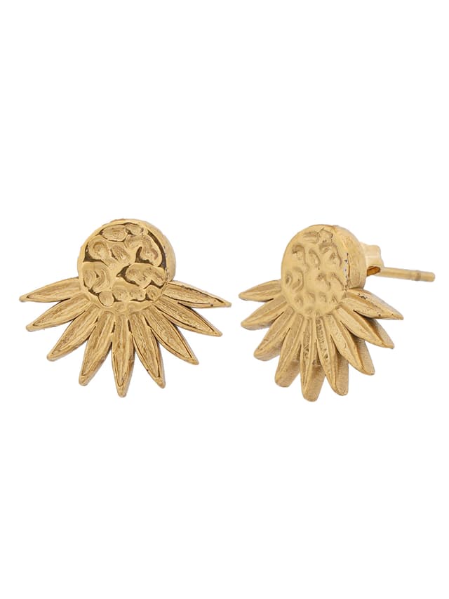 Sunburst Floral Gold Stud Earrings-thumb-1