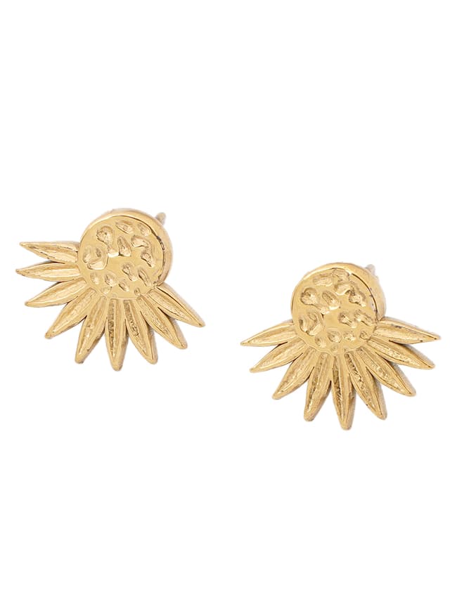 Sunburst Floral Gold Stud Earrings-thumb-2