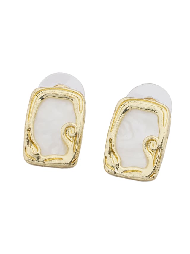 Abstract Gold Frame Stud Earrings-thumb-2