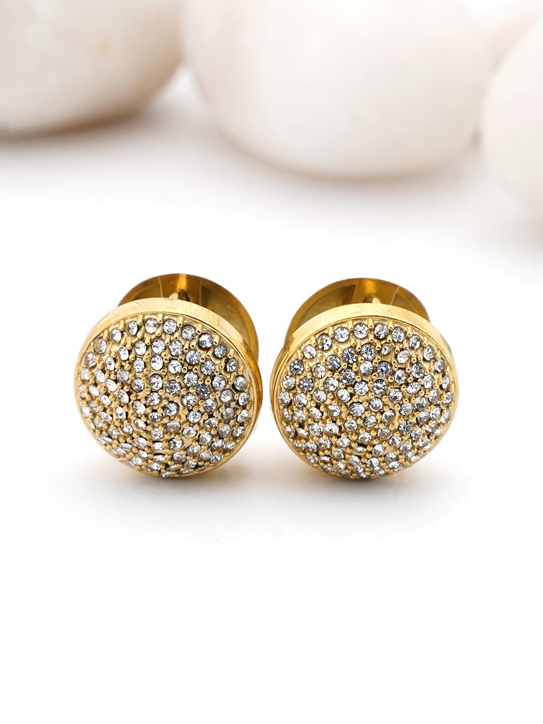 Crystal Pavé Disc Stud Earrings-0