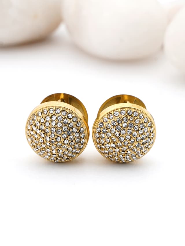 Crystal Pavé Disc Stud Earrings-thumb-0