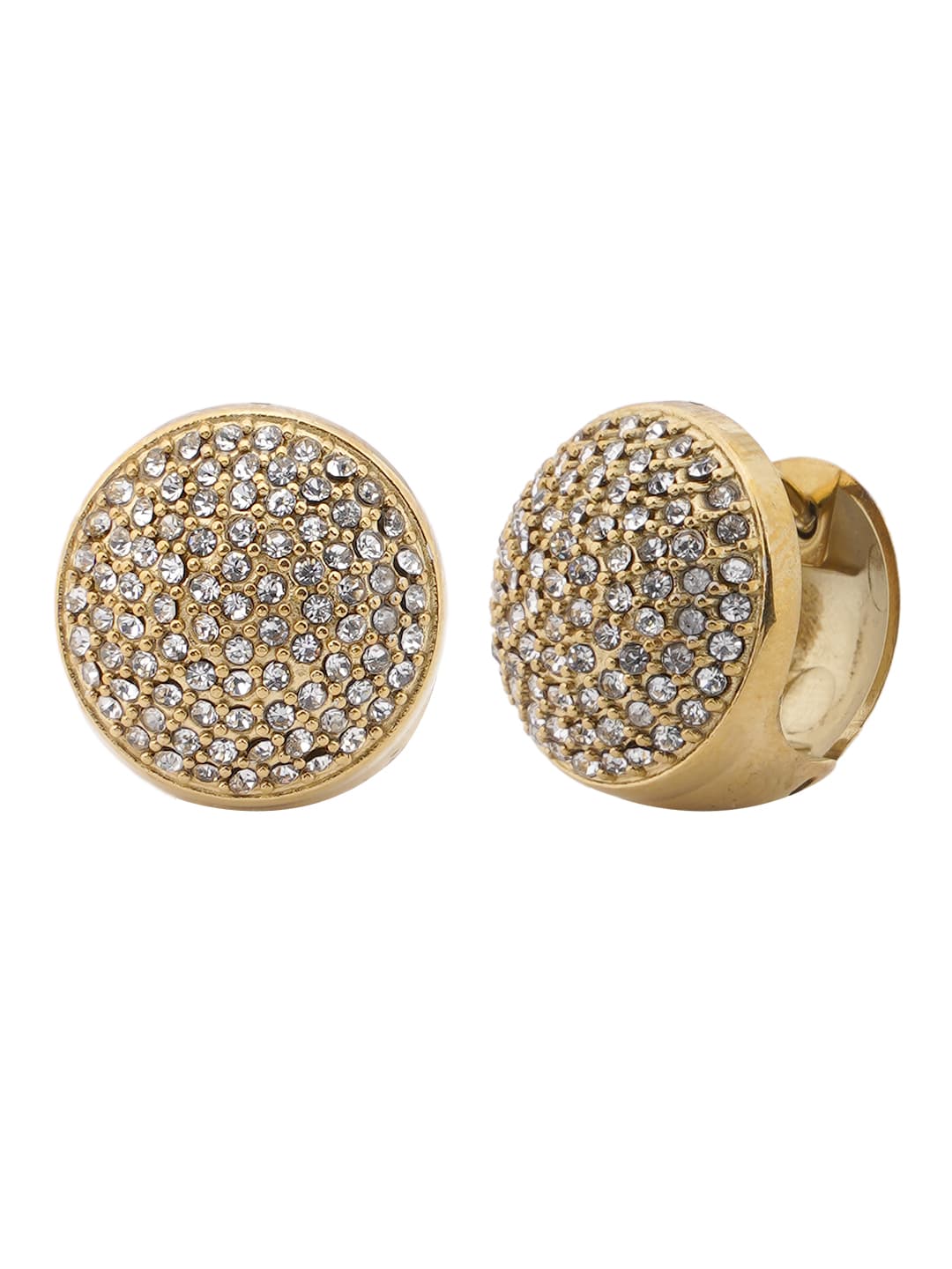 Crystal Pavé Disc Stud Earrings-1