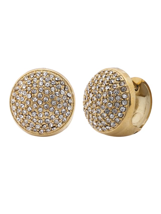 Crystal Pavé Disc Stud Earrings-thumb-1