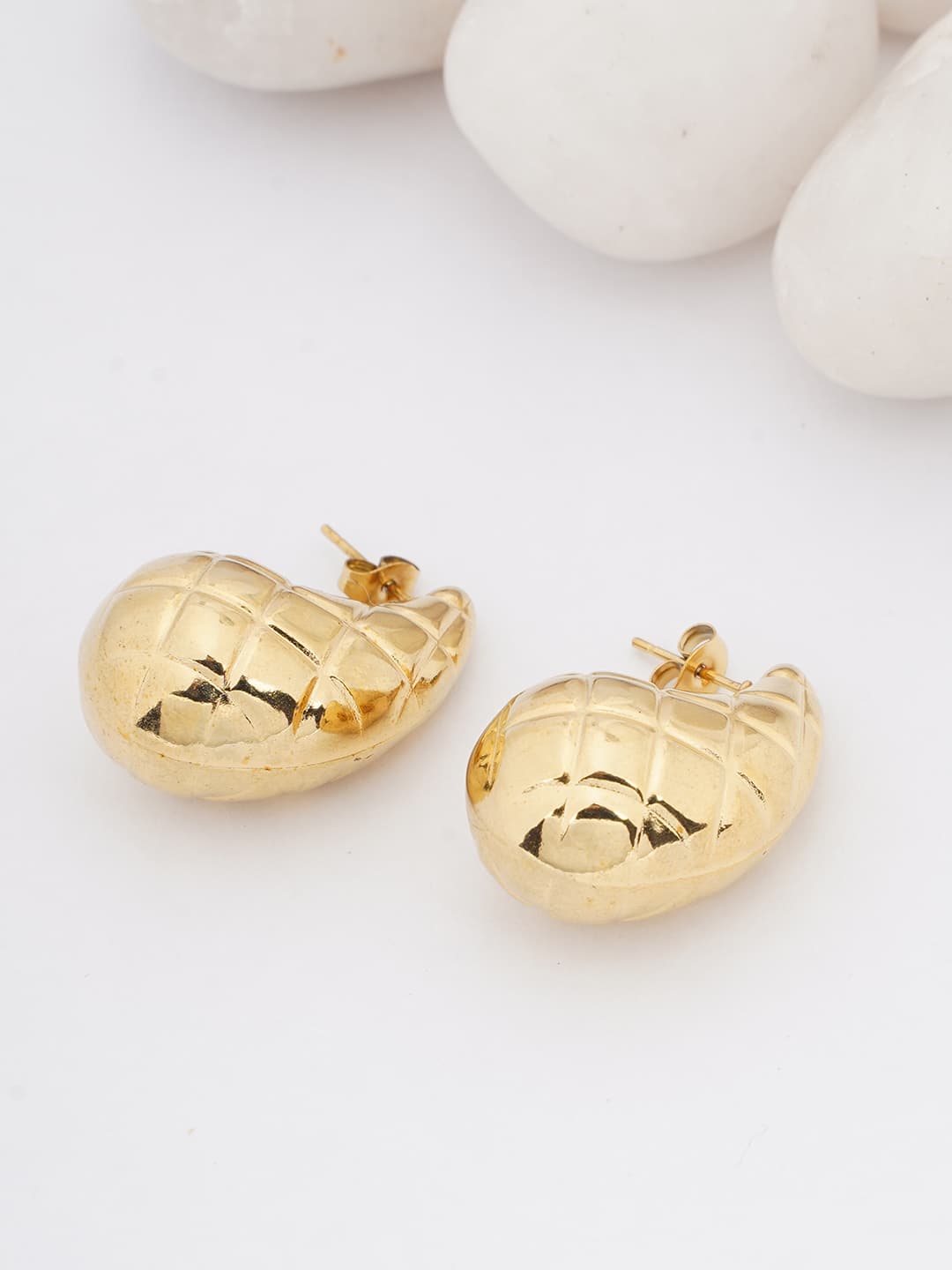 Gold-Tone Textured Stud Earrings-0
