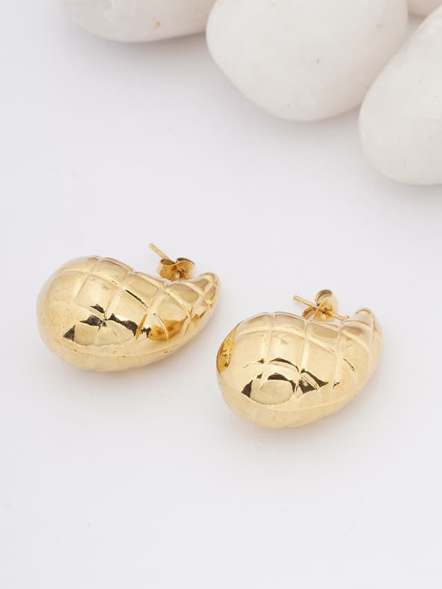 Gold-Tone Textured Stud Earrings-thumb-0
