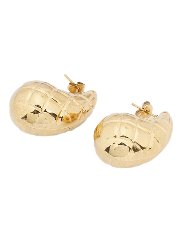 Gold-Tone Textured Stud Earrings-thumb-2