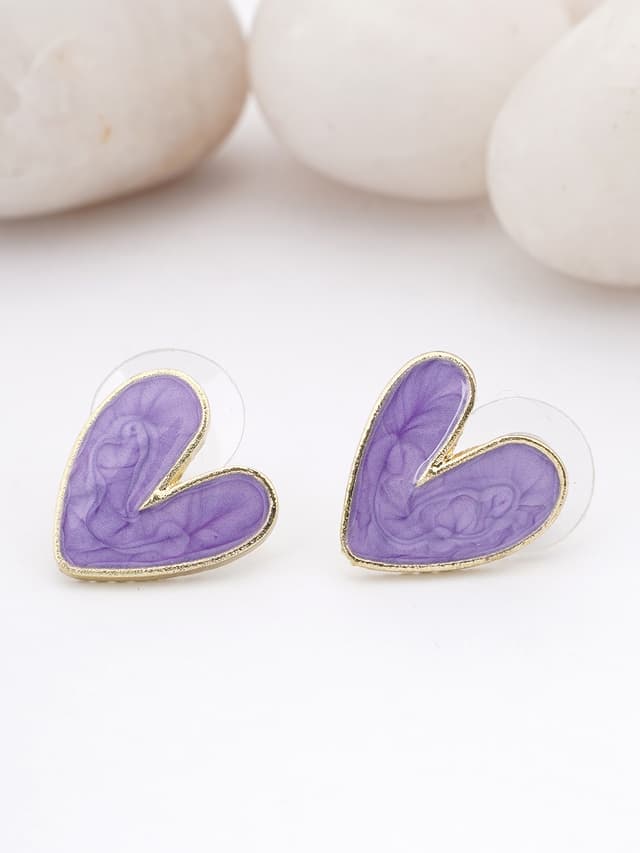 Purple Heart Stud Earrings-thumb-0