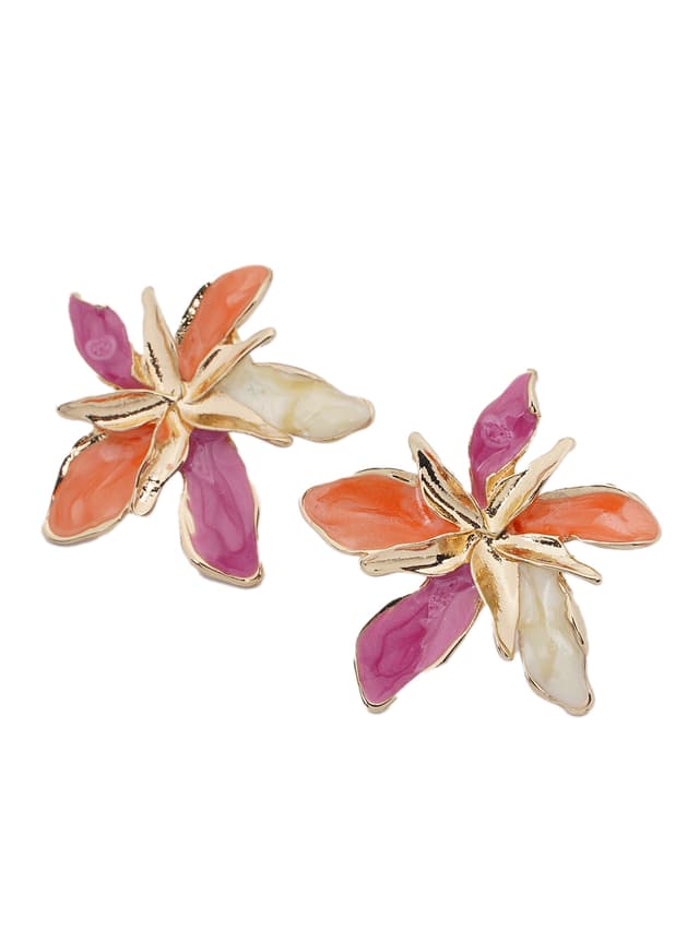 Multicolor Floral Stud Earrings-thumb-2