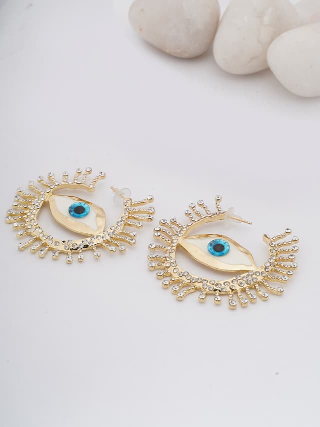 Evil Eye Crystal Stud Earrings-thumb-0