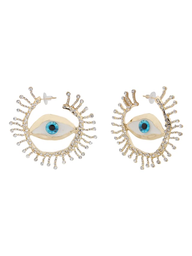 Evil Eye Crystal Stud Earrings-thumb-1