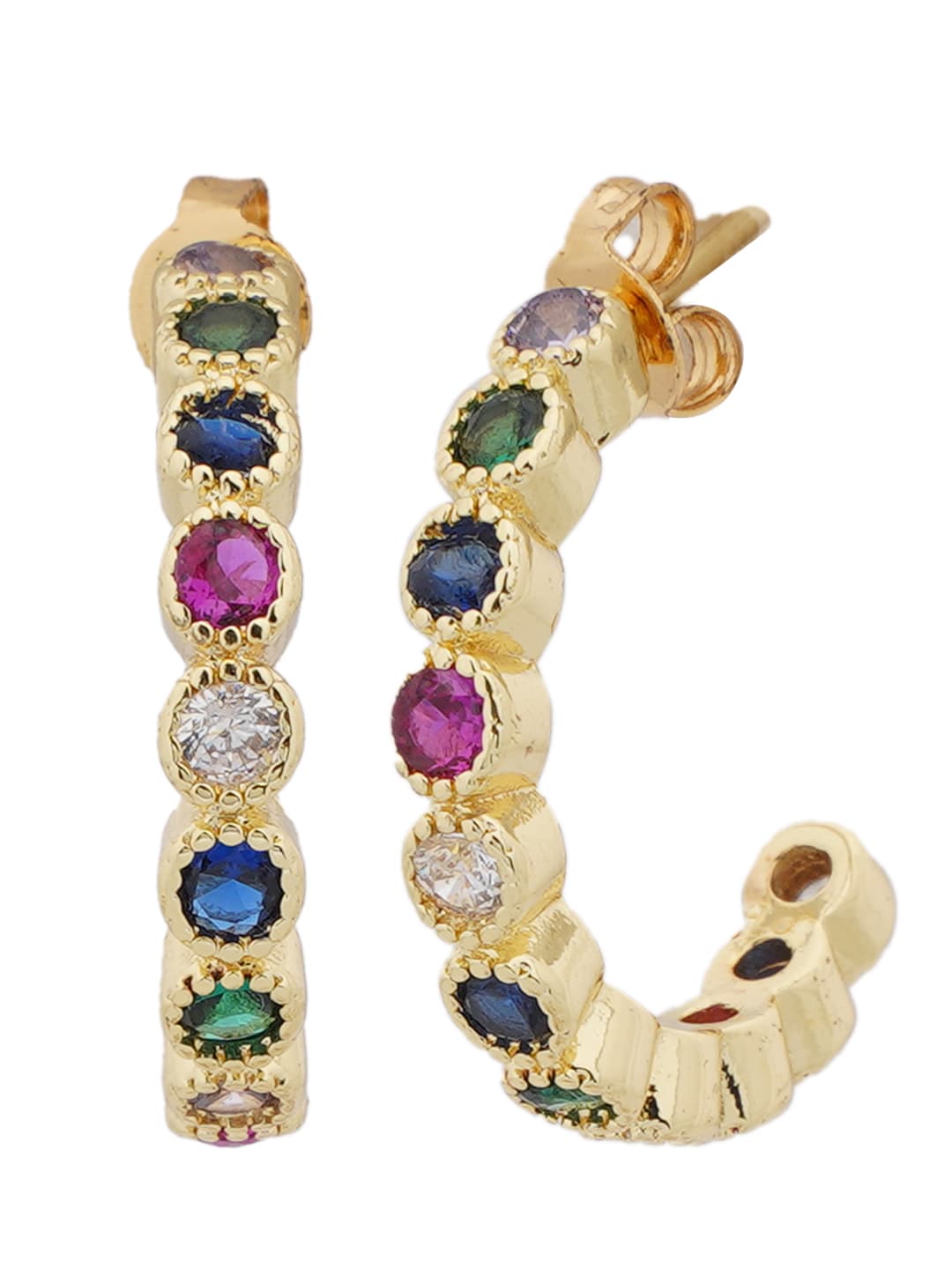 Multicolor Crystal Hoop Earrings-1