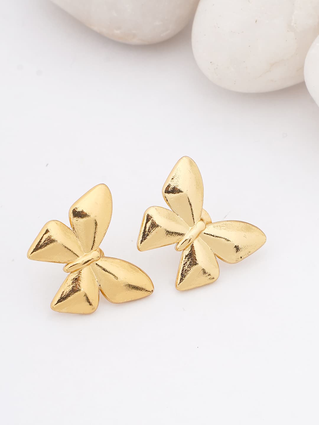 Gold Butterfly Stud Earrings-0