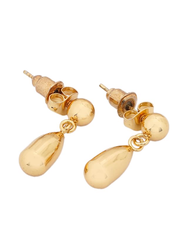 Gold Drop Stud Earrings-thumb-2