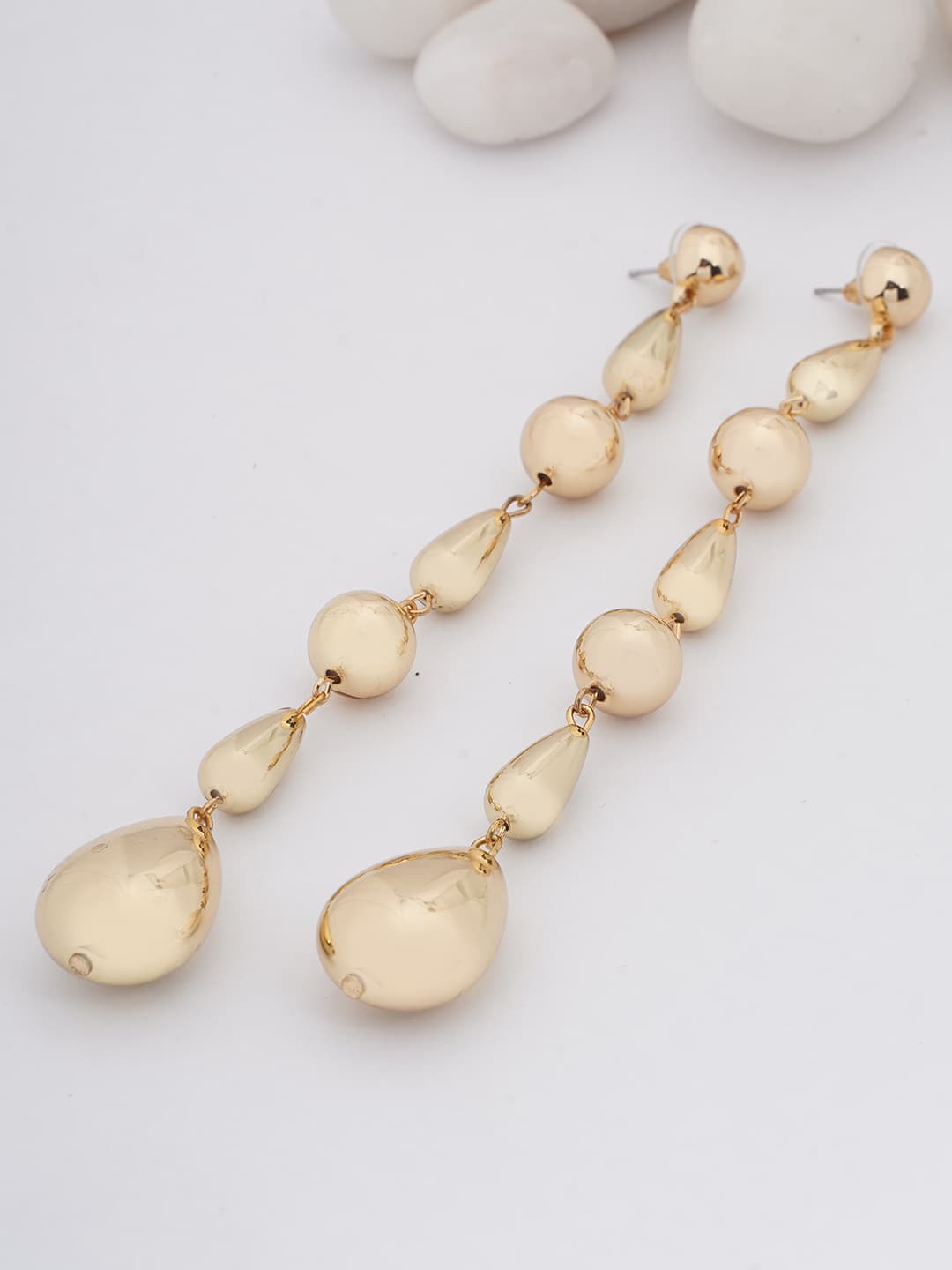 Gold Multi-Drop Long Earrings-0