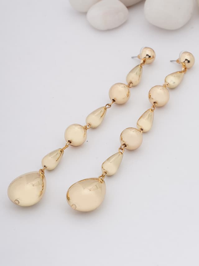 Gold Multi-Drop Long Earrings-thumb-0