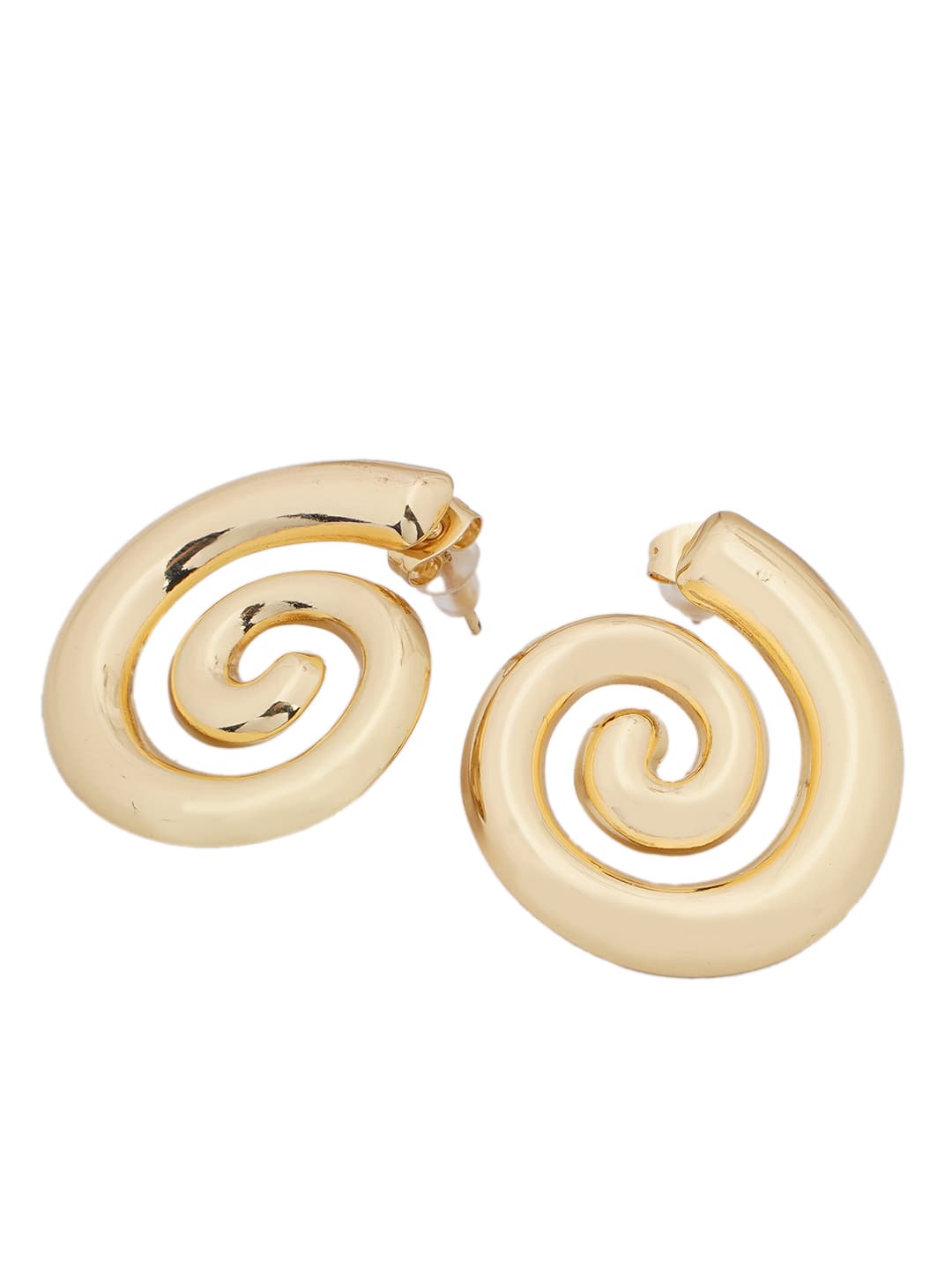 Gold Spiral Stud Earrings-2