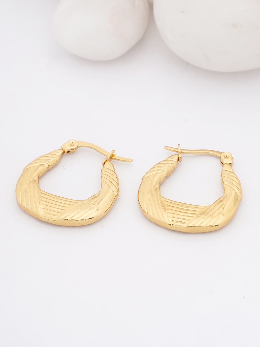 Textured Gold Hoop Earrings-0