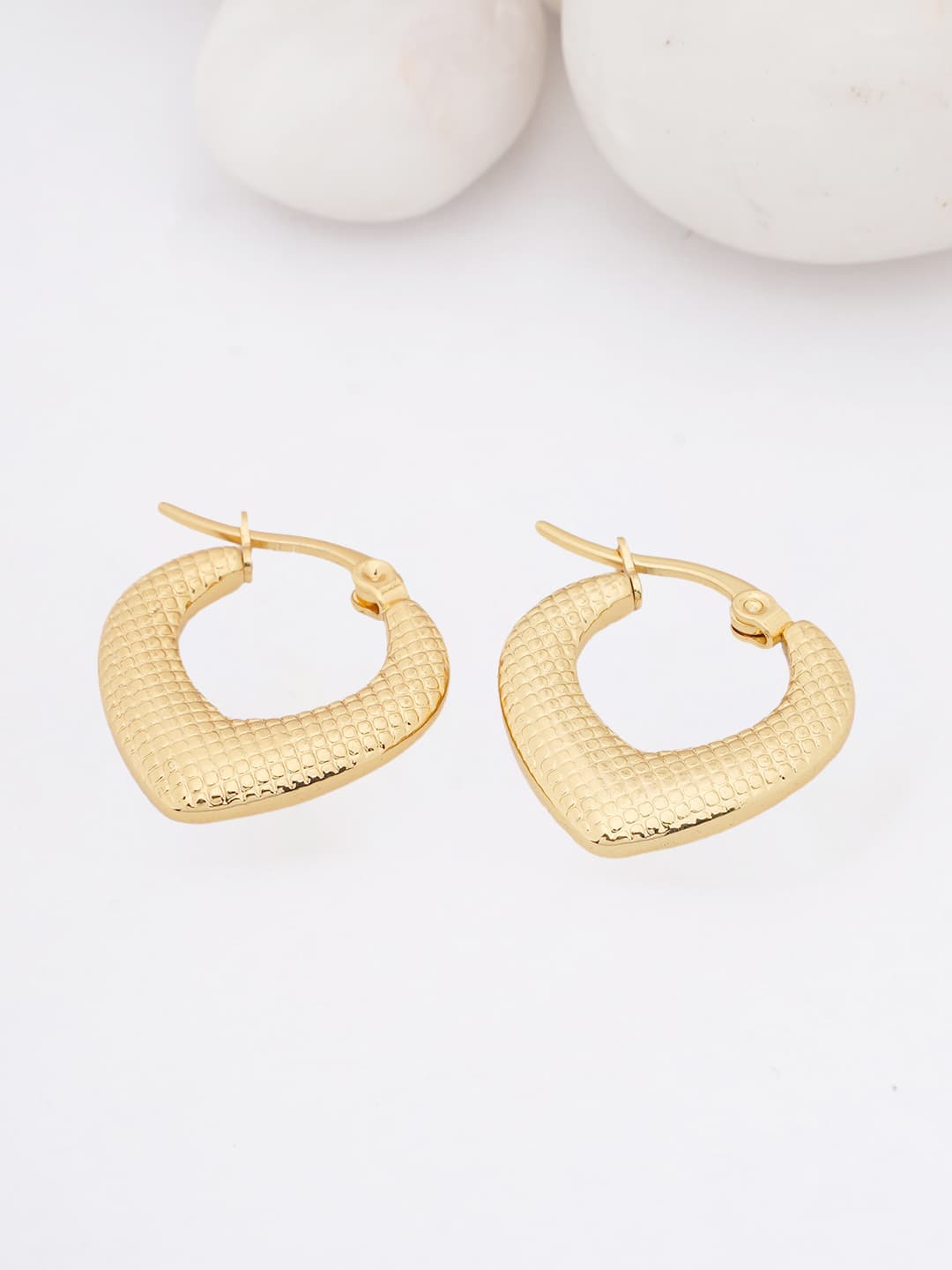 Textured Gold Teardrop Hoop Earrings-0