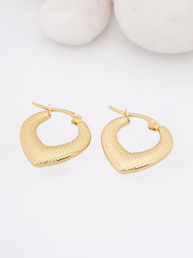 Textured Gold Teardrop Hoop Earrings-thumb-0