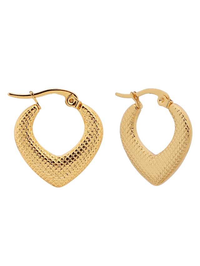 Textured Gold Teardrop Hoop Earrings-thumb-1