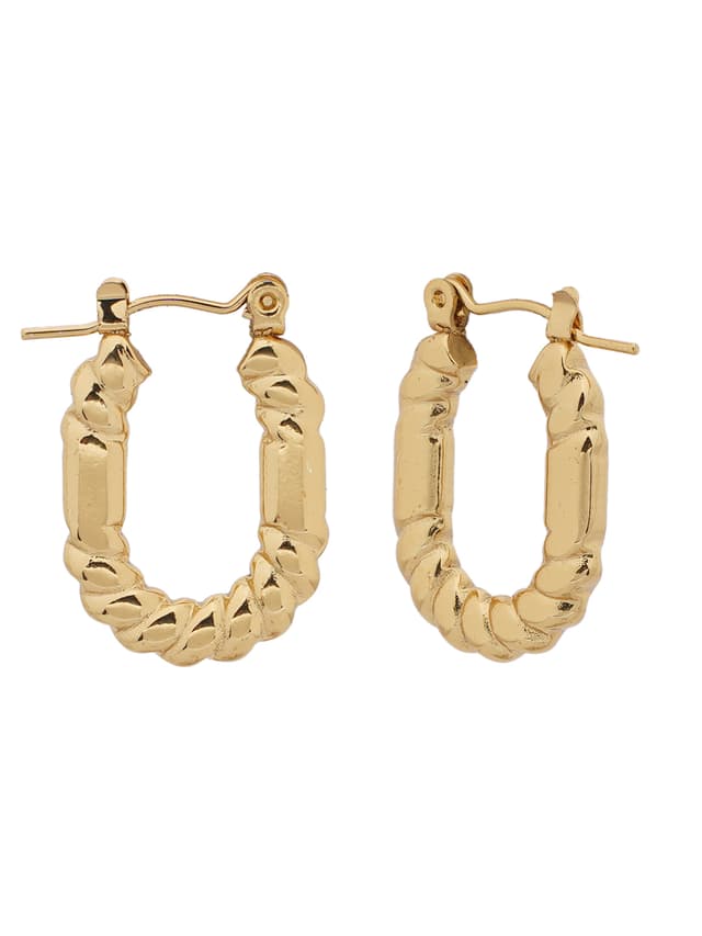 Twisted Gold Square Hoop Earrings-thumb-1