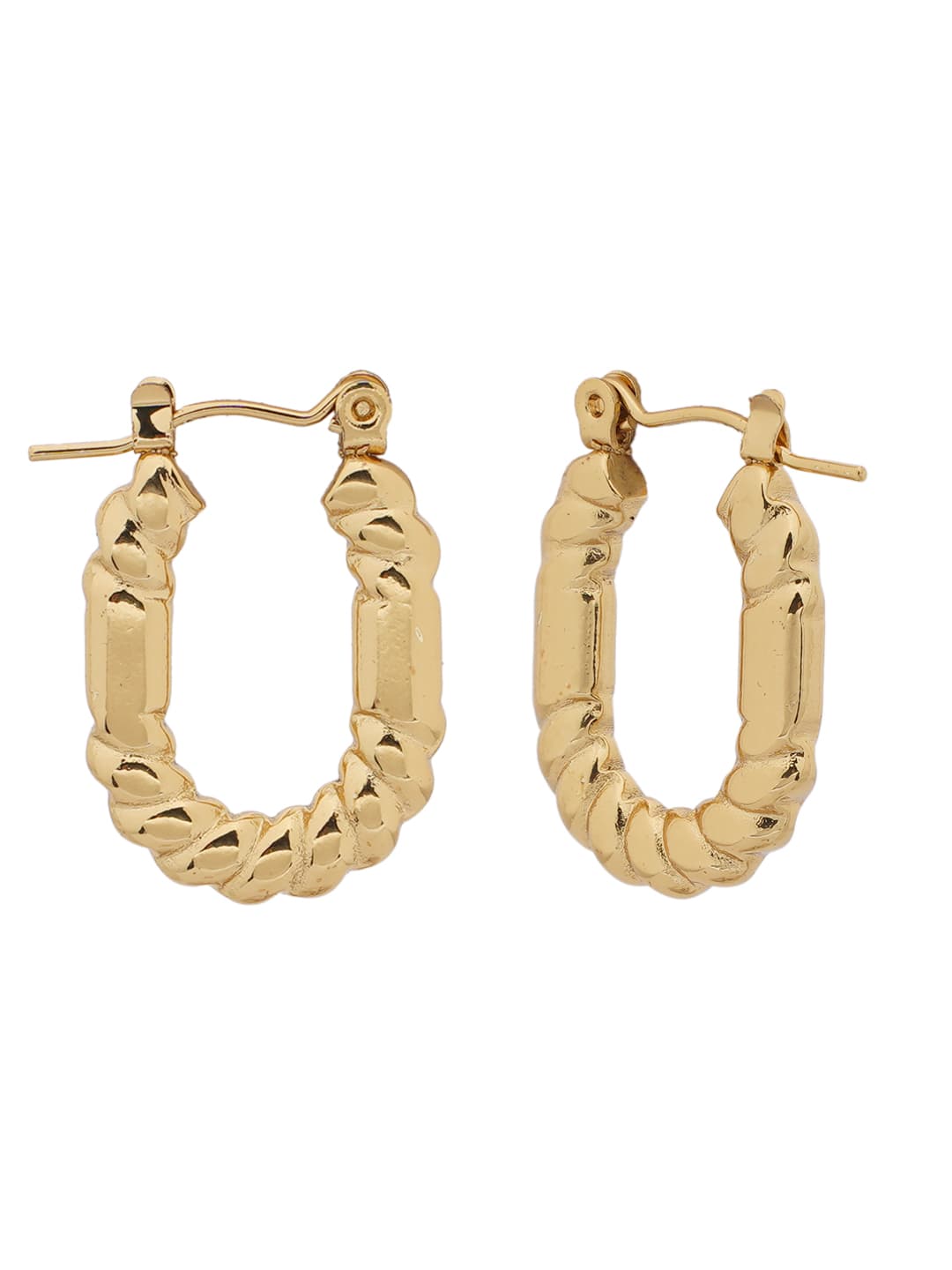 Twisted Gold Square Hoop Earrings-2