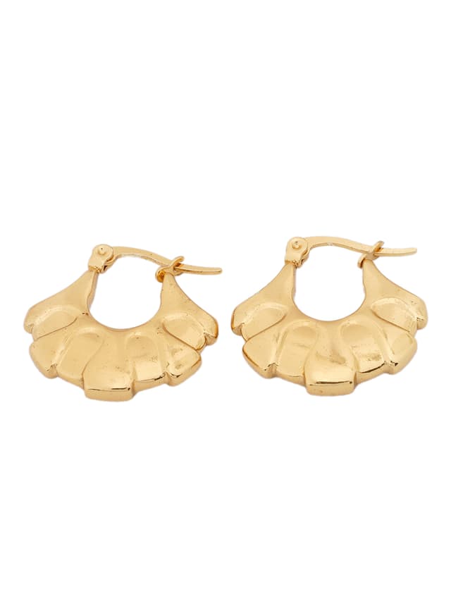 Sculpted Gold Fan Hoop Earrings-thumb-2