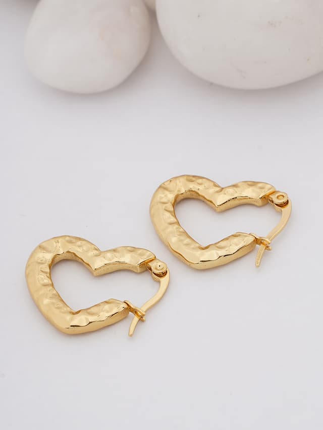 Organic Hammered Gold Hoop Earrings-thumb-0