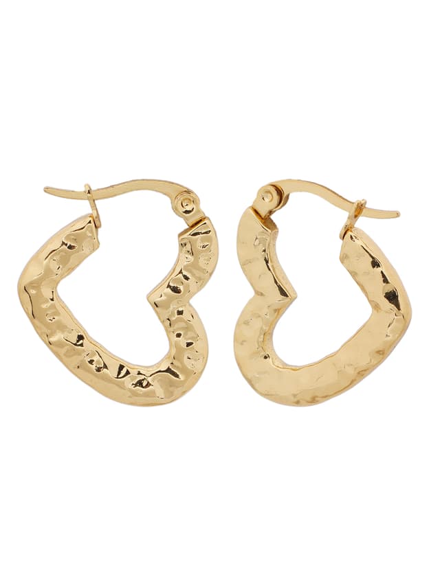 Organic Hammered Gold Hoop Earrings-thumb-1