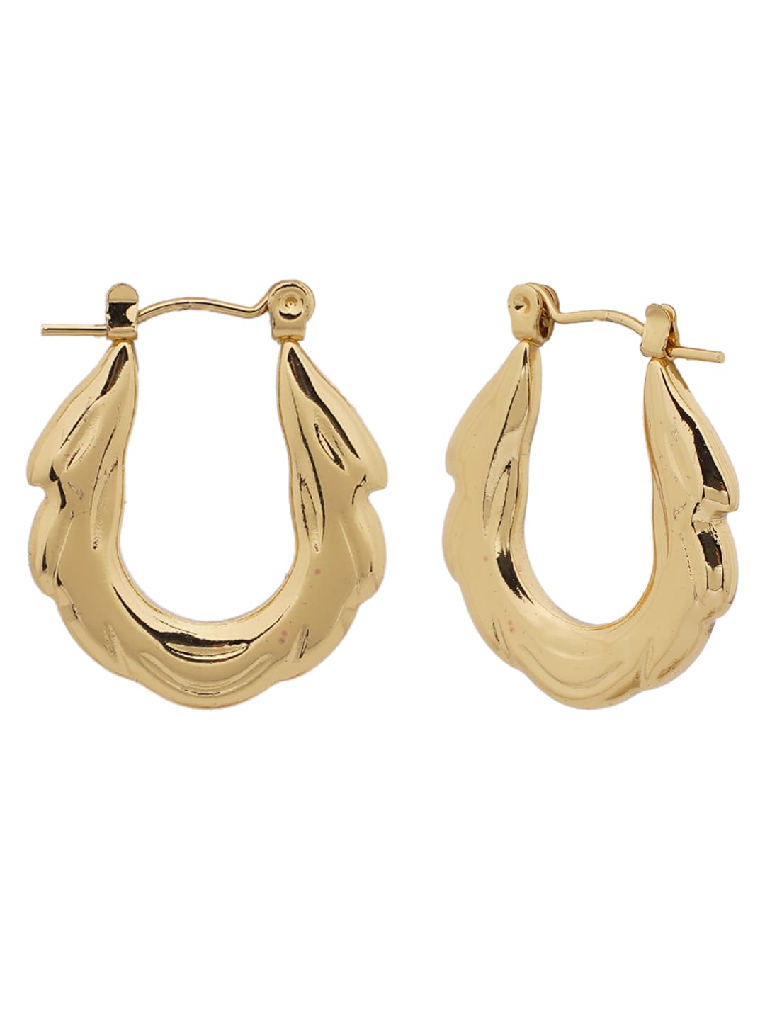 Sculpted Gold U-Shape Hoop Earrings-1