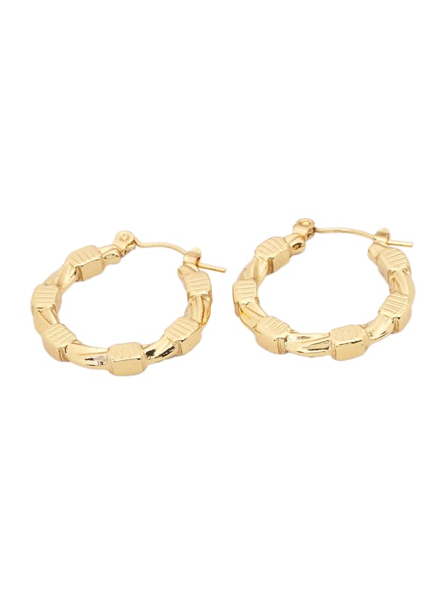 Textured Link Gold Hoop Earrings-thumb-2