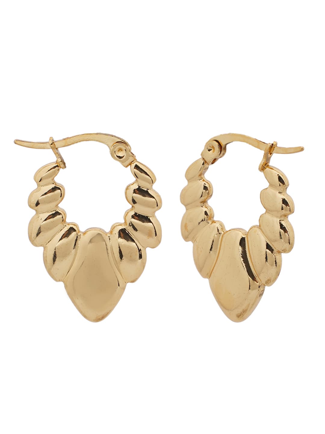 Sculpted Gold Drop Accent Hoop Earrings-1