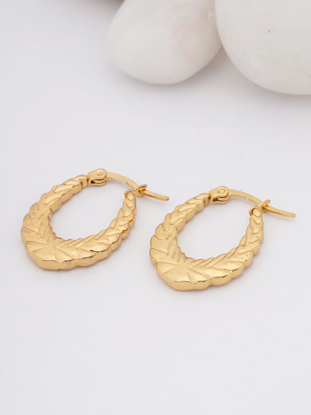 Braided Gold Hoop Earrings-thumb-0