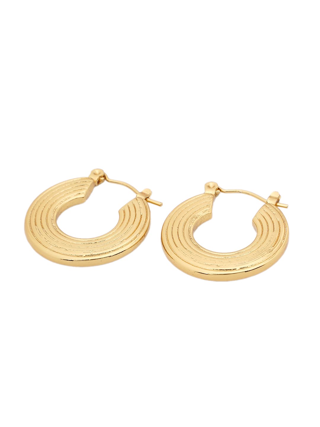 Ribbed Gold Hoop Earrings-2
