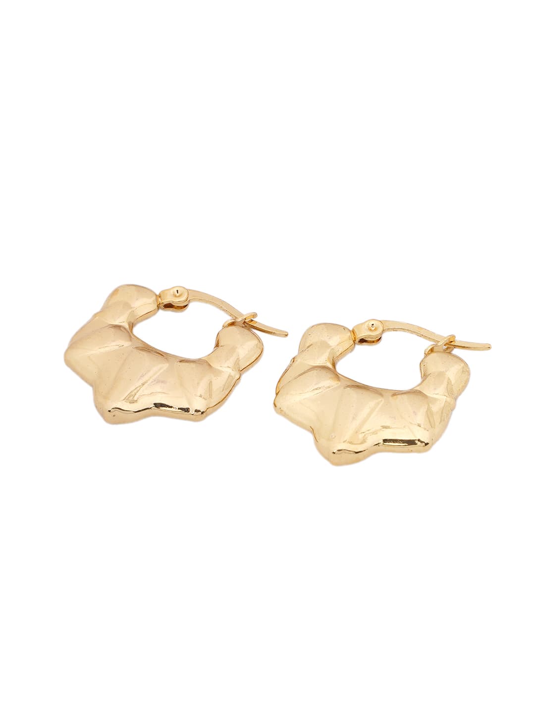 Sculptural Gold Shield Hoop Earrings-2