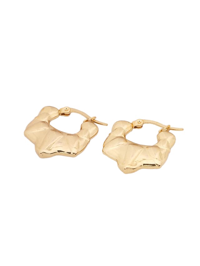 Sculptural Gold Shield Hoop Earrings-thumb-2