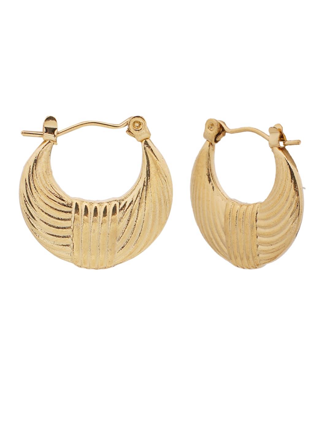 Etched Gold Crescent Hoop Earrings-1