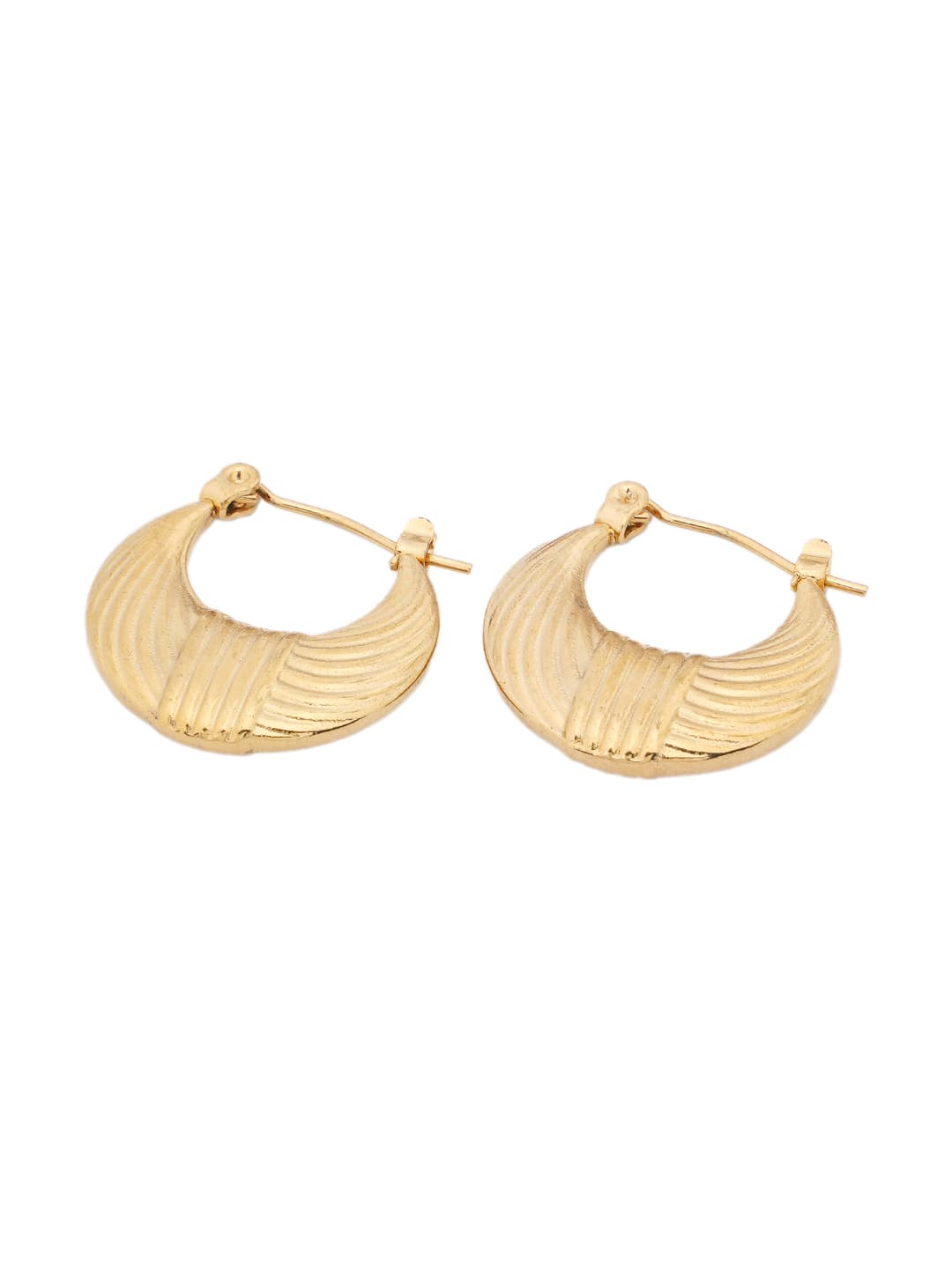 Etched Gold Crescent Hoop Earrings-2