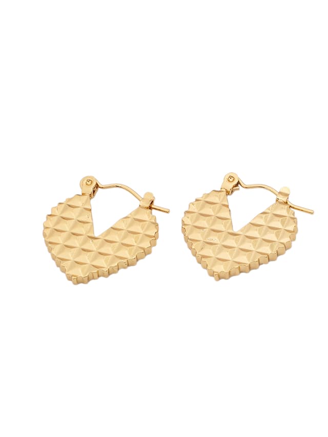 Textured Gold Heart Hoop Earrings-thumb-2