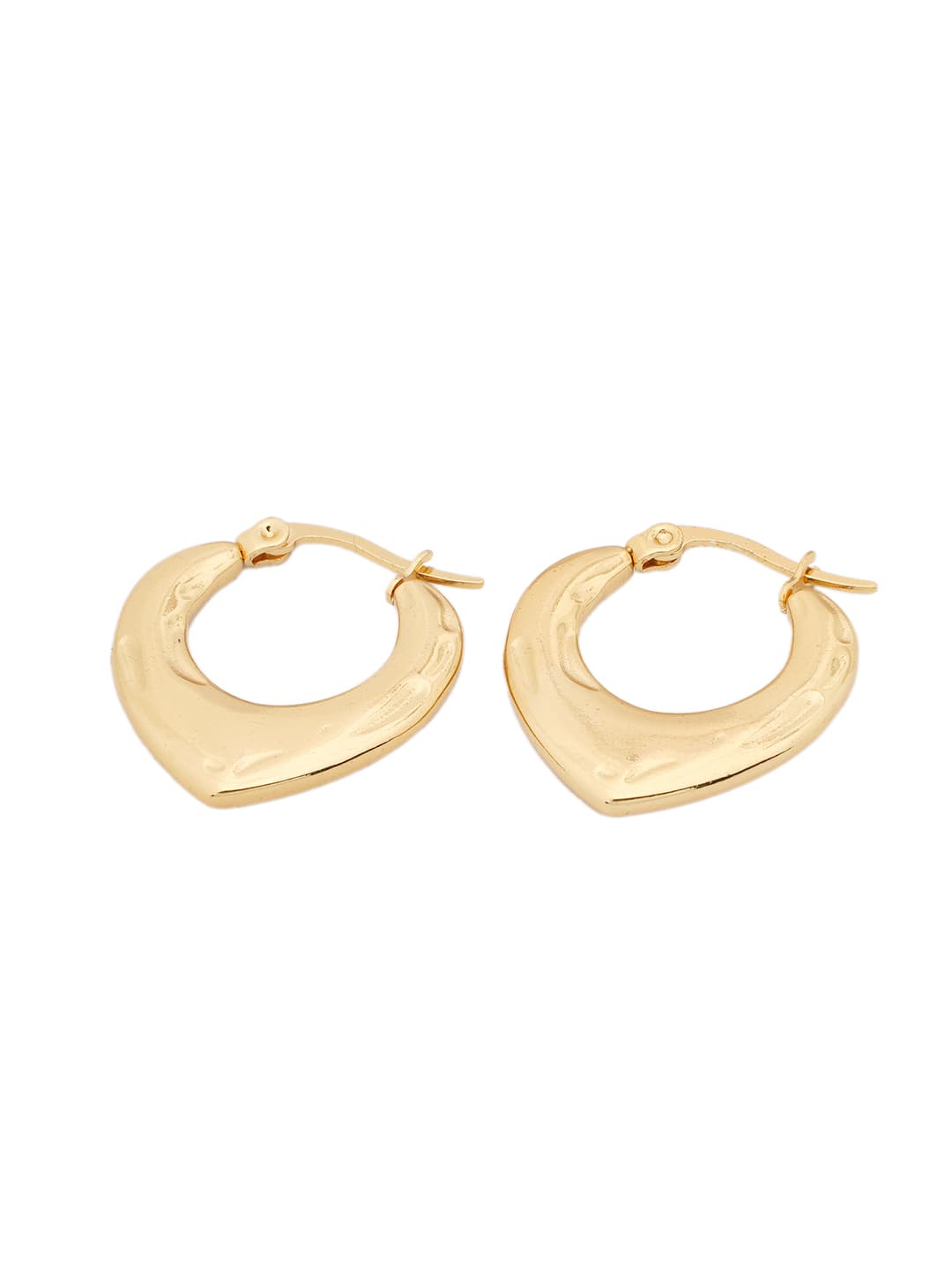 Polished Gold Heart Hoop Earrings-2