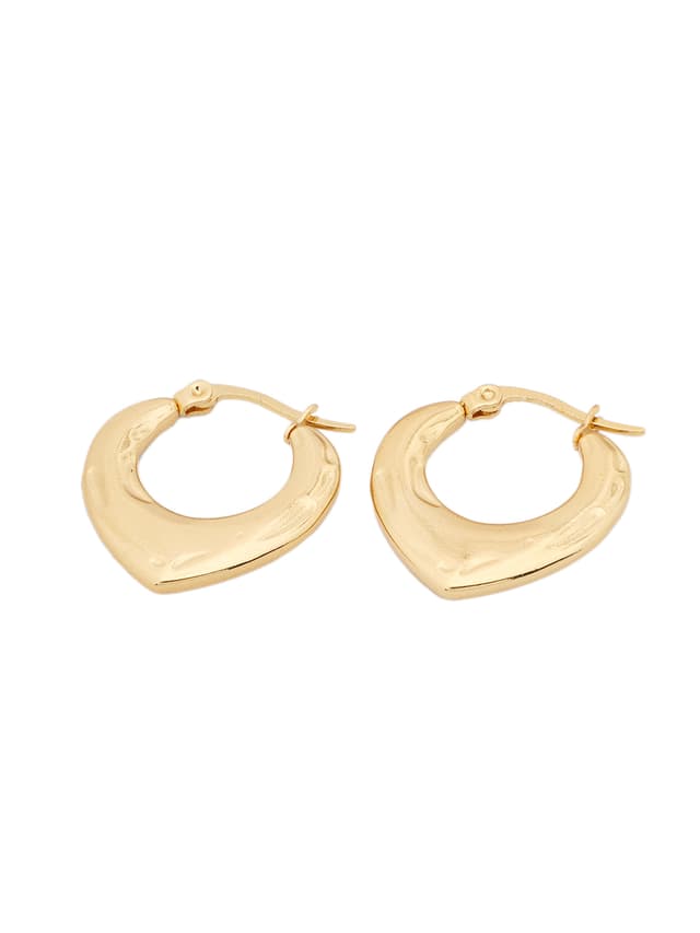 Polished Gold Heart Hoop Earrings-thumb-2