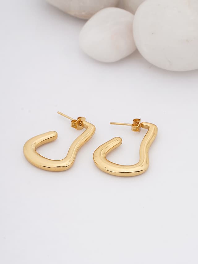 Slim Gold Hoop Earrings-thumb-0