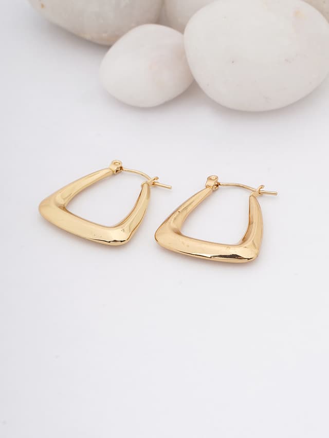 Sculpted Gold Hoop Earrings-thumb-0