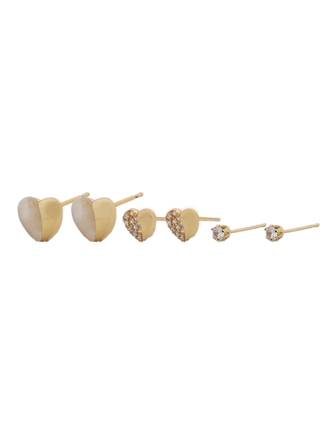 Gold Heart & Stud Earring Set-2