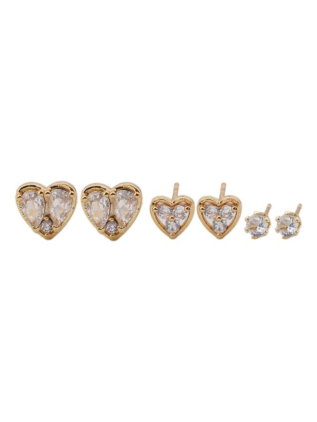 Crystal Heart Stud Earring Set-thumb-2