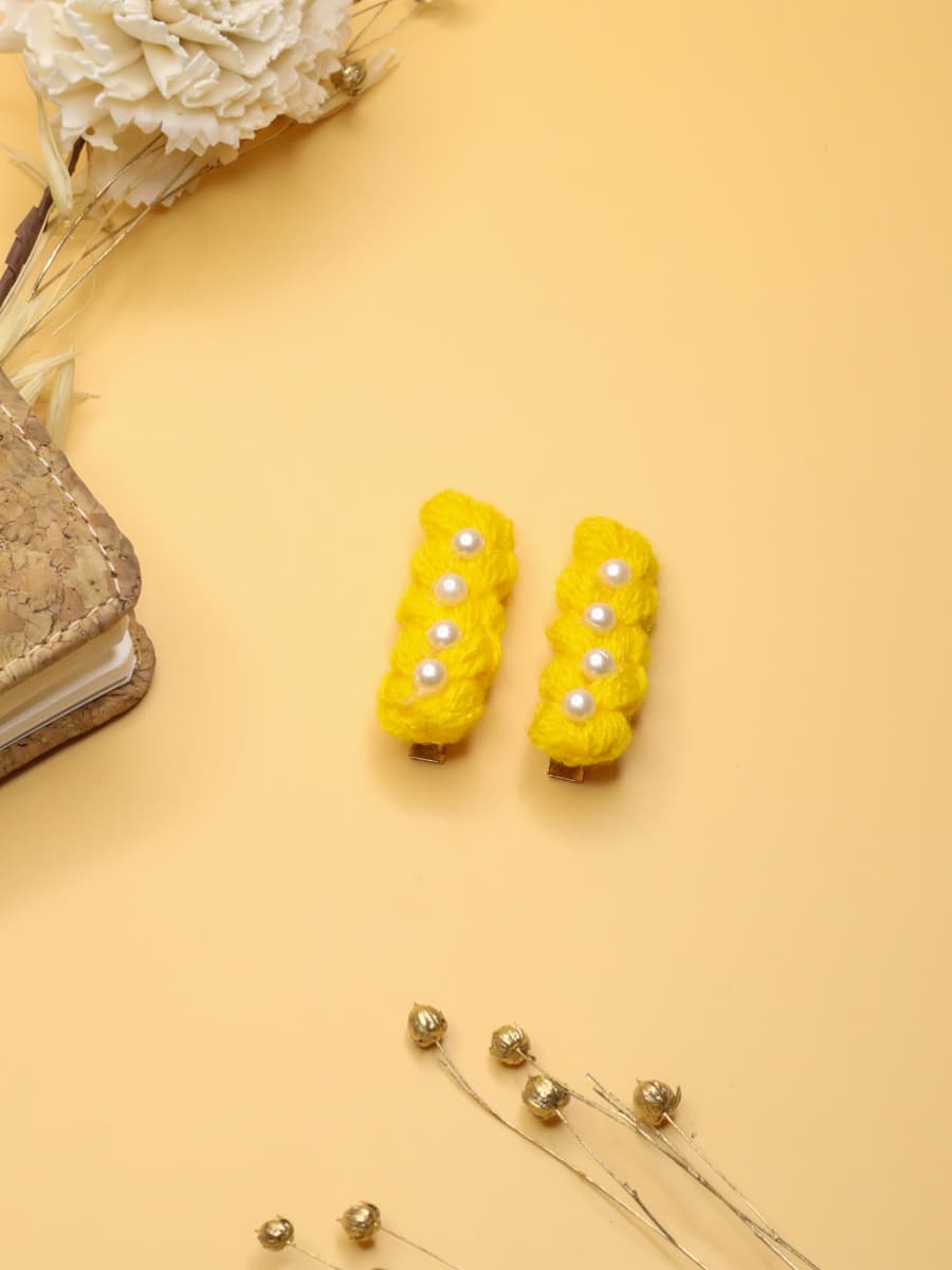 Yellow Braided Yarn Hair Clip