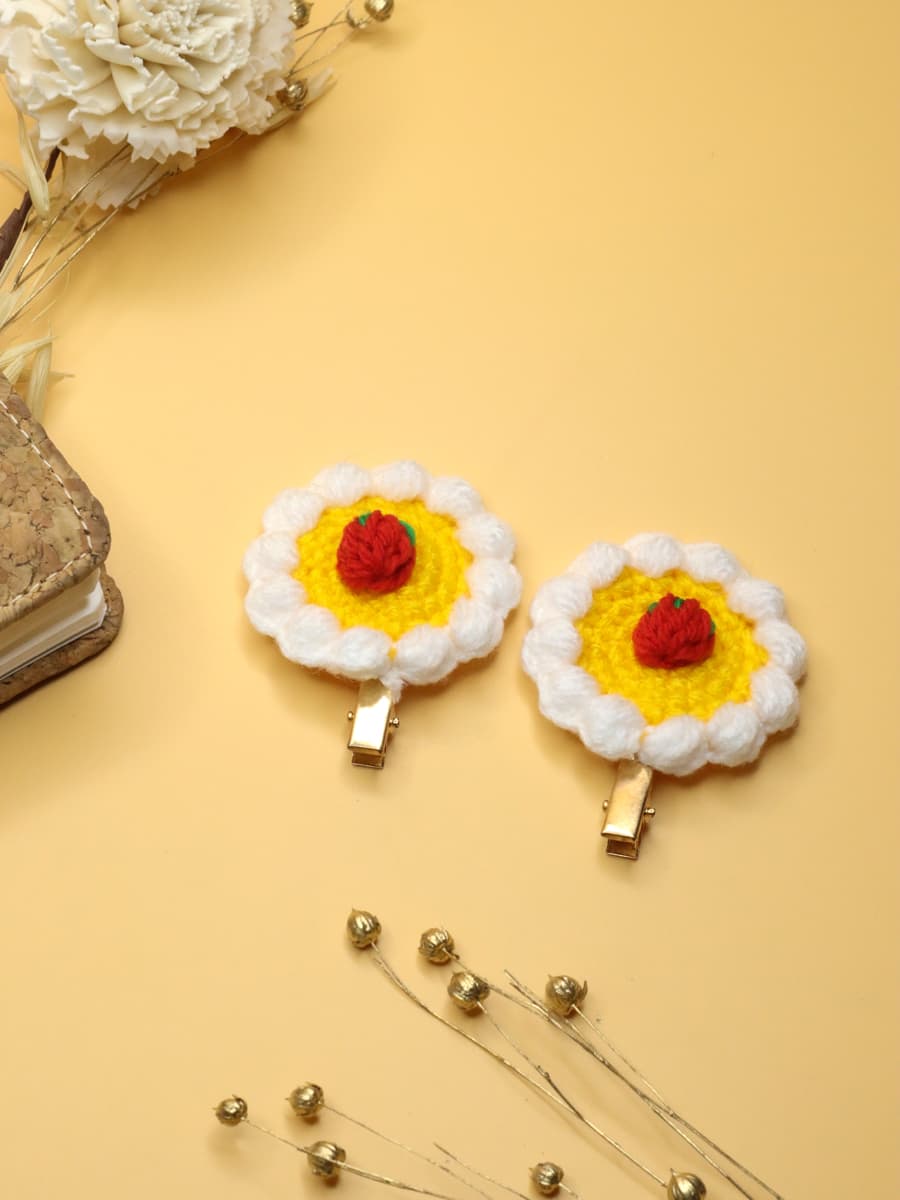 Crochet Yellow Flower Hair Clip