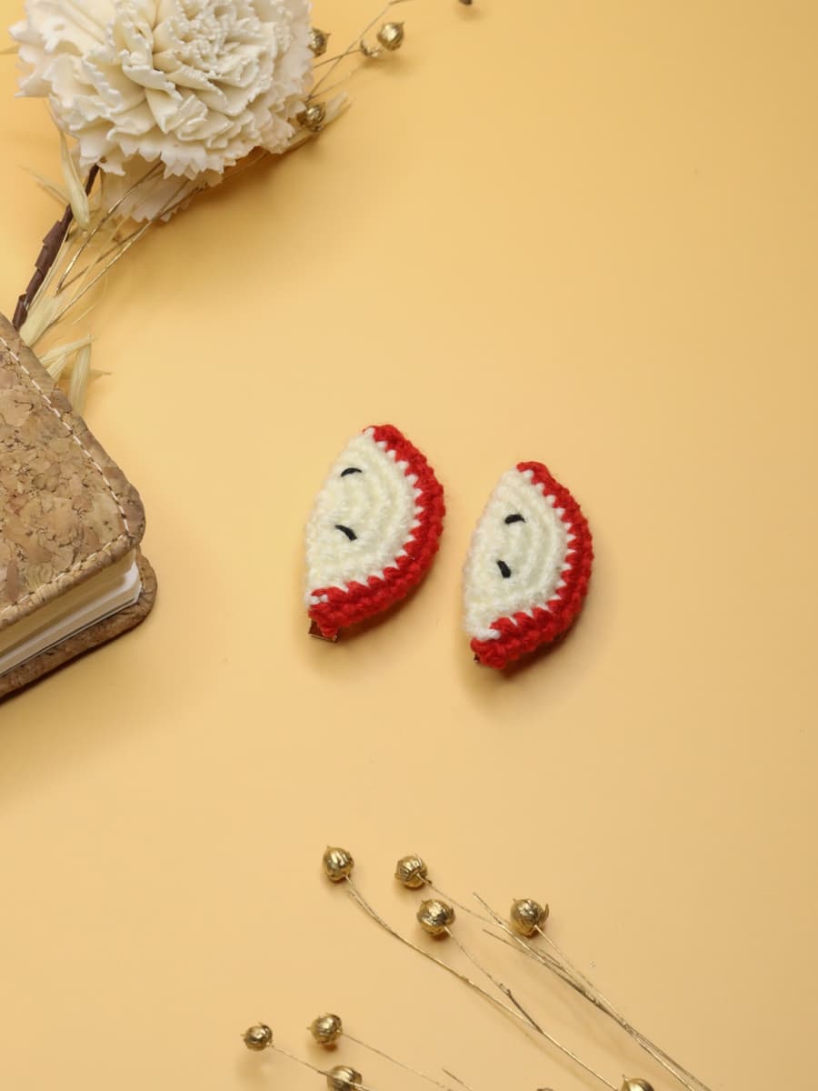 Crochet White Watermelon Hair Clips