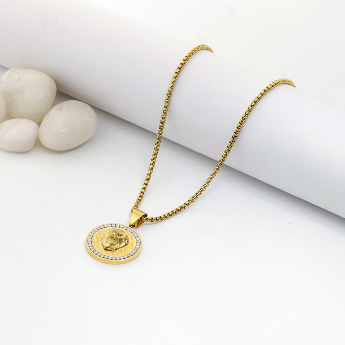 Gold Plated Lion Pendant With Chain
