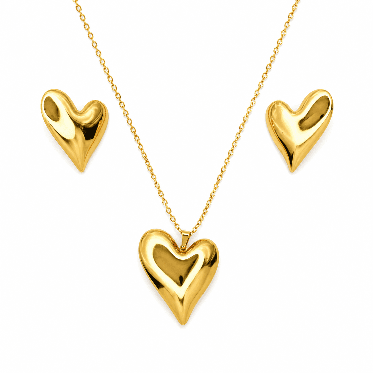 Golden Love Heart Necklace Set